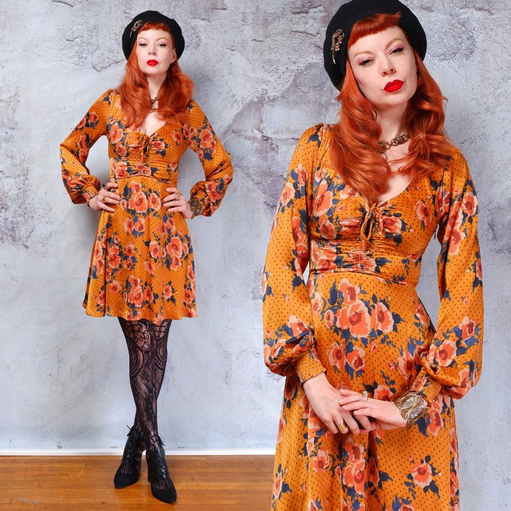 NWT Free People yellow floral polkadot dress 4